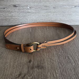 Chaps Brown Leather Double Strap Waist Belt Large
